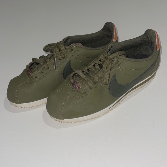 Olive Green Nike Cortez With Rose Gold 